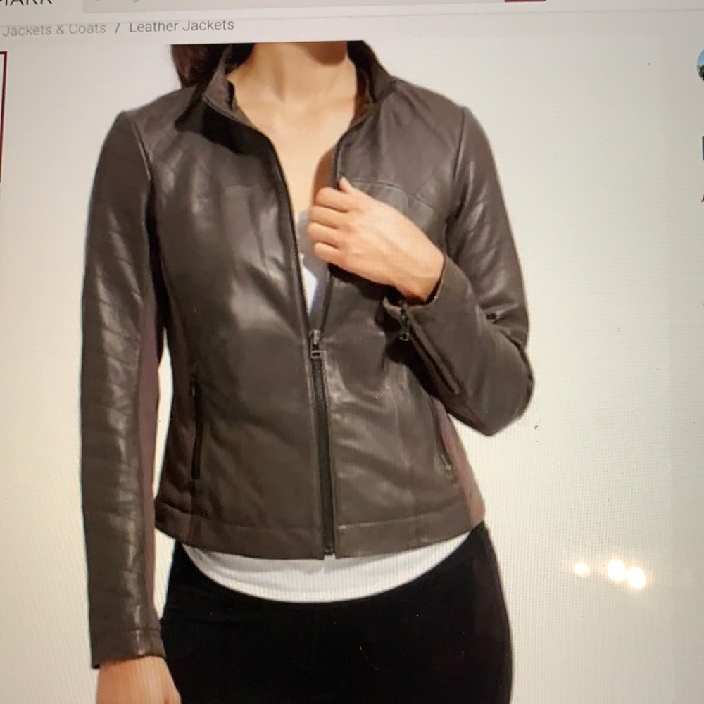 Athleta City View Leather Hooded Jacket, NWT